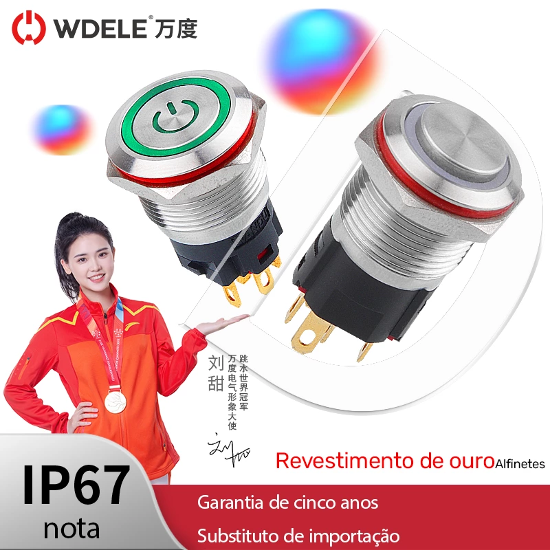 Interruptor de botão de pressão metálico série WD-A