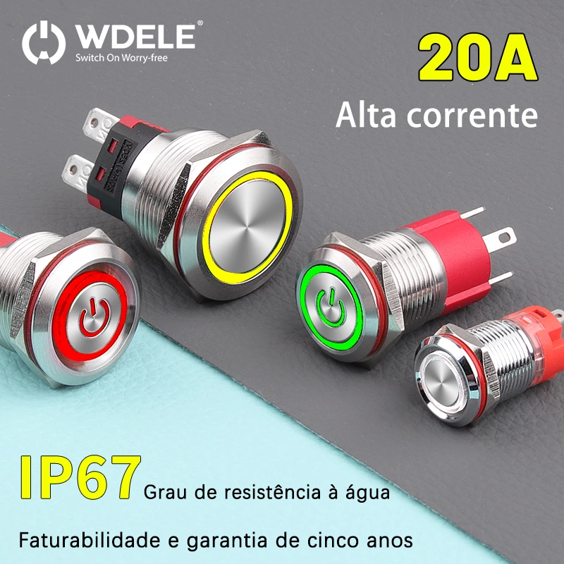 Botão de pressão metálico de alta corrente série WD-D
