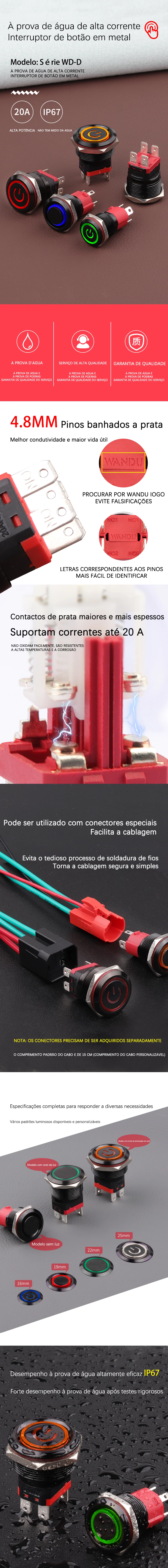 Botão de metal de alta corrente de óxido negro série WD-D